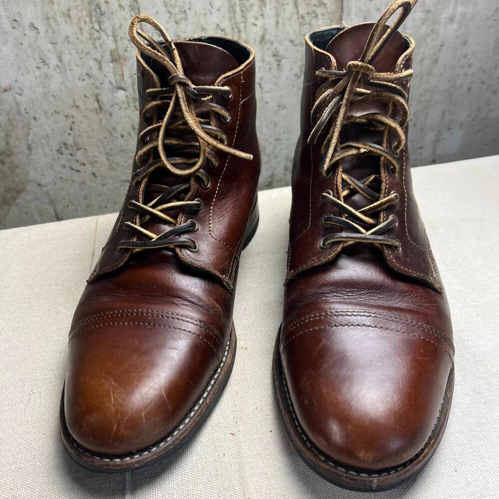 Thursday Boots Everyday Captain Men's 11.5 D Cap Toe Brown Leather Leather Laces - Picture 2 of 9